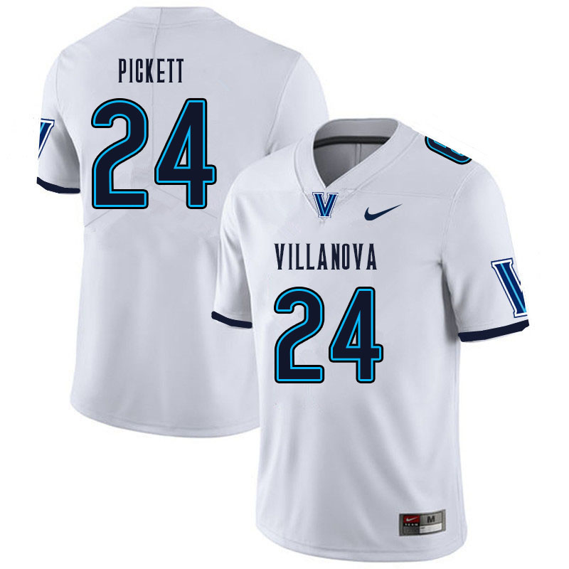 Men #24 Darius Pickett Villanova Wildcats College Football Jerseys Sale-White